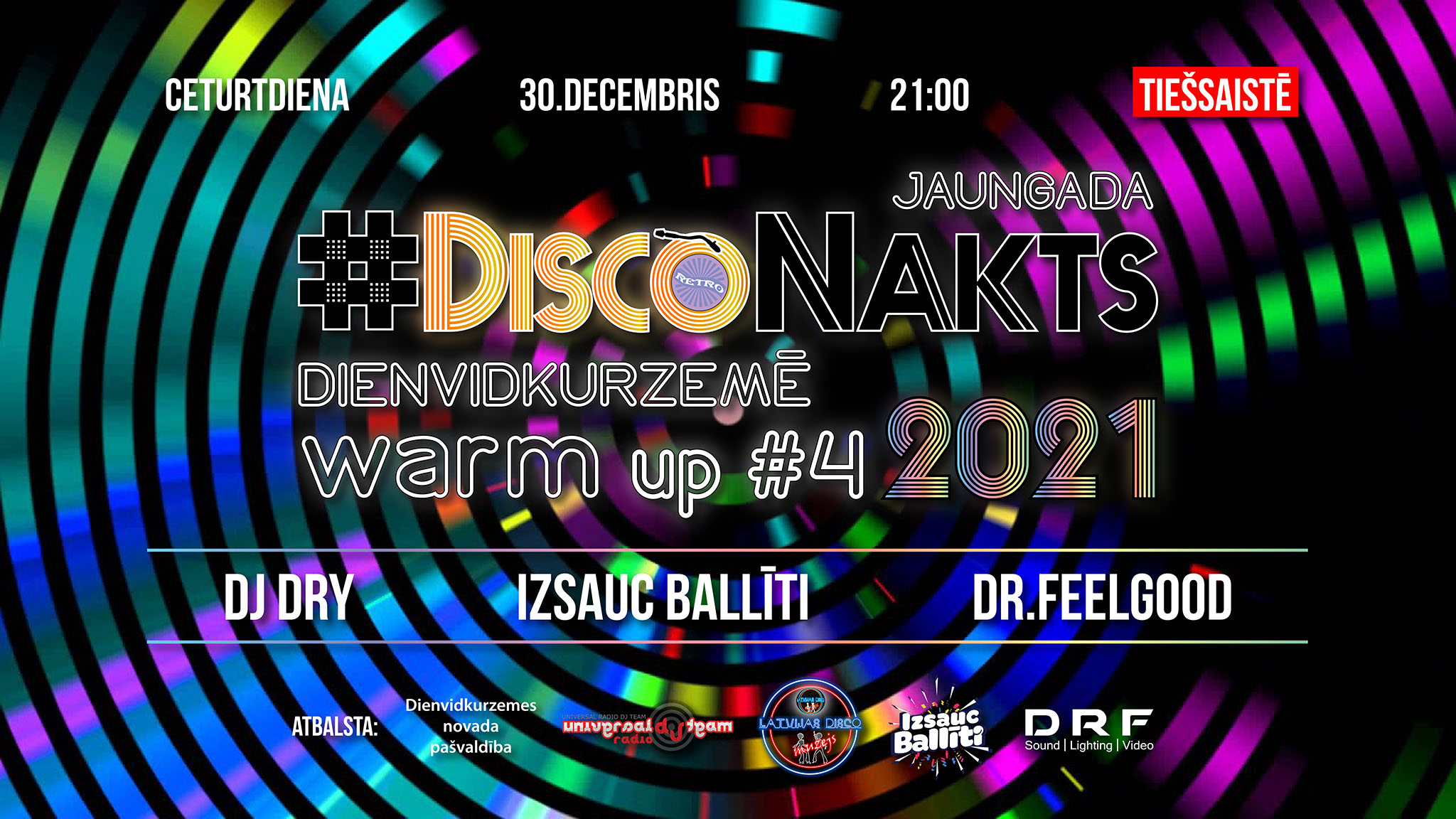 Jaungada #DiscoNakts 2021 Dienvidkurzemē afiša